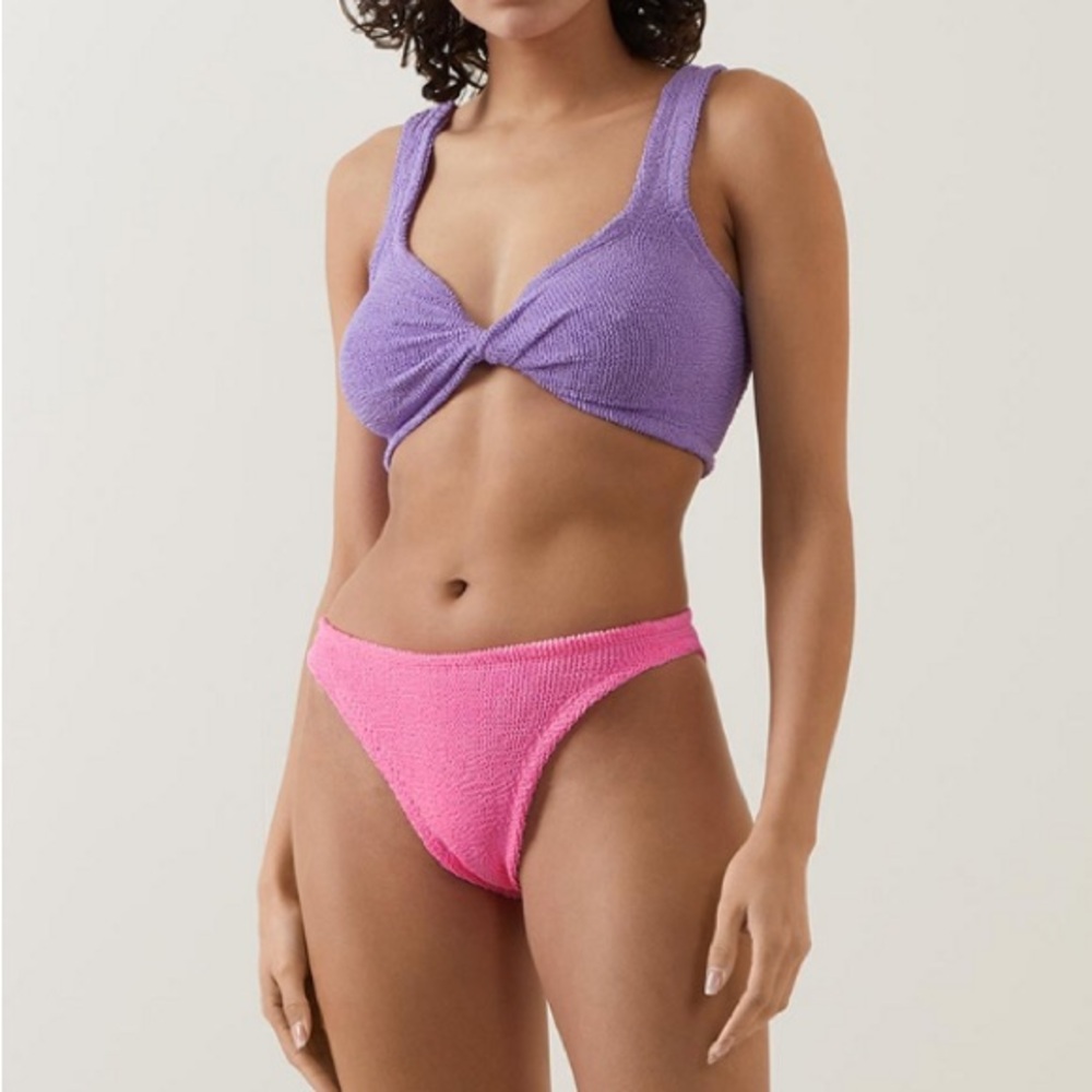 NWT hunza g duo twist front 2 piece bikini set in lilac/bubblegum - Picture 3 of 7